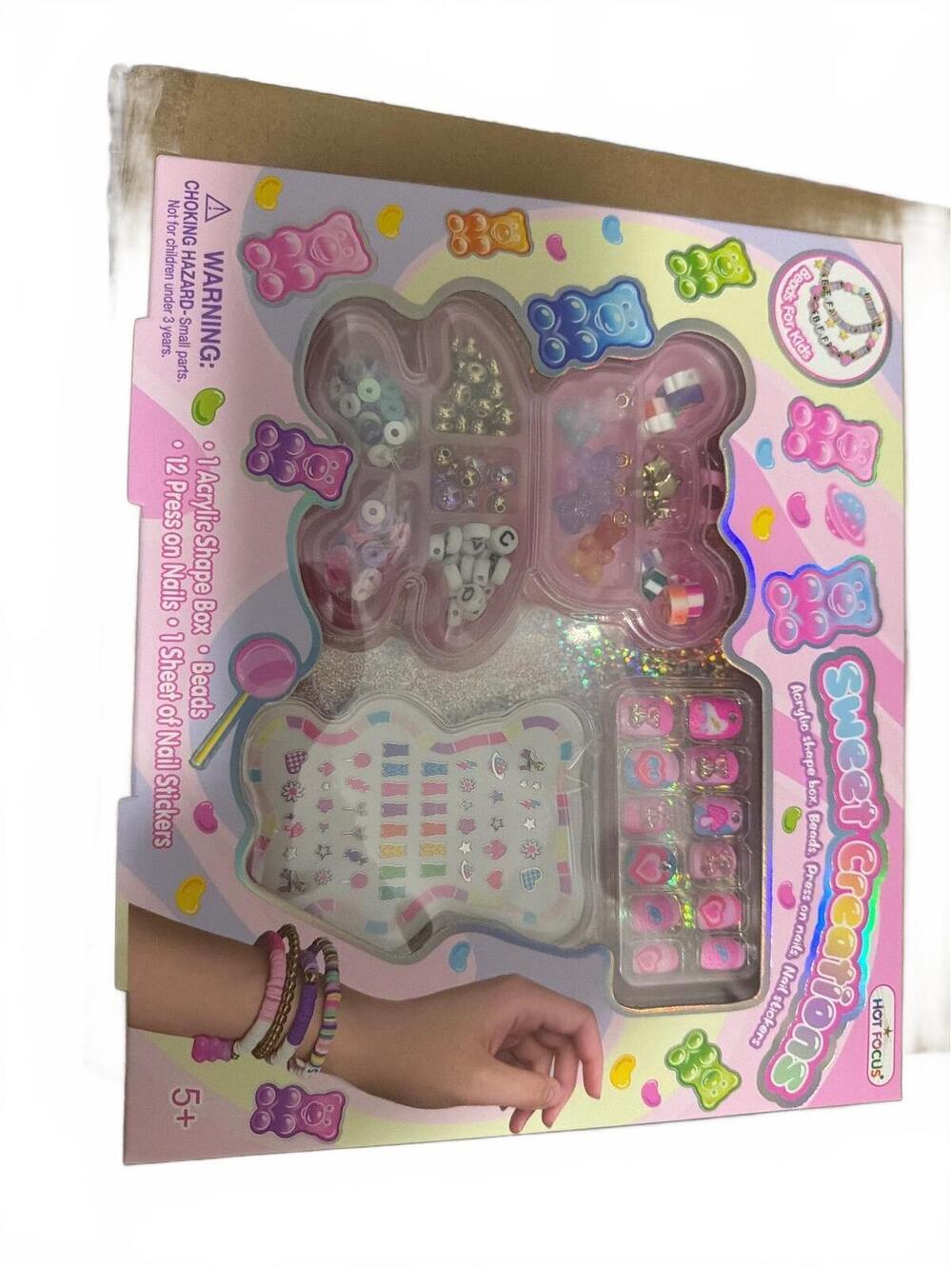 Sweet Creations Beading Kit for Kids with Nail Stickers and Jewelry Supplies